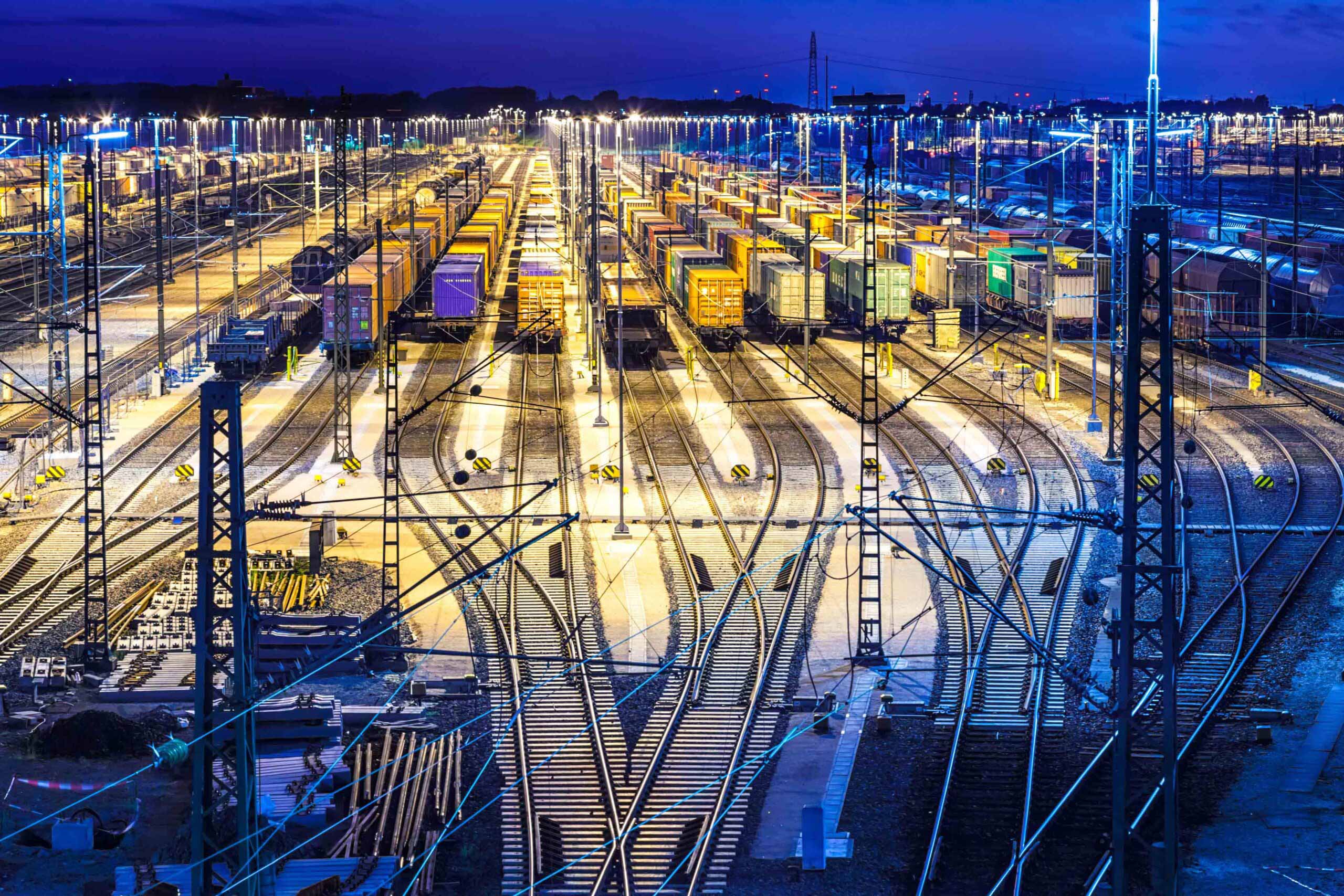 Train station with sunset