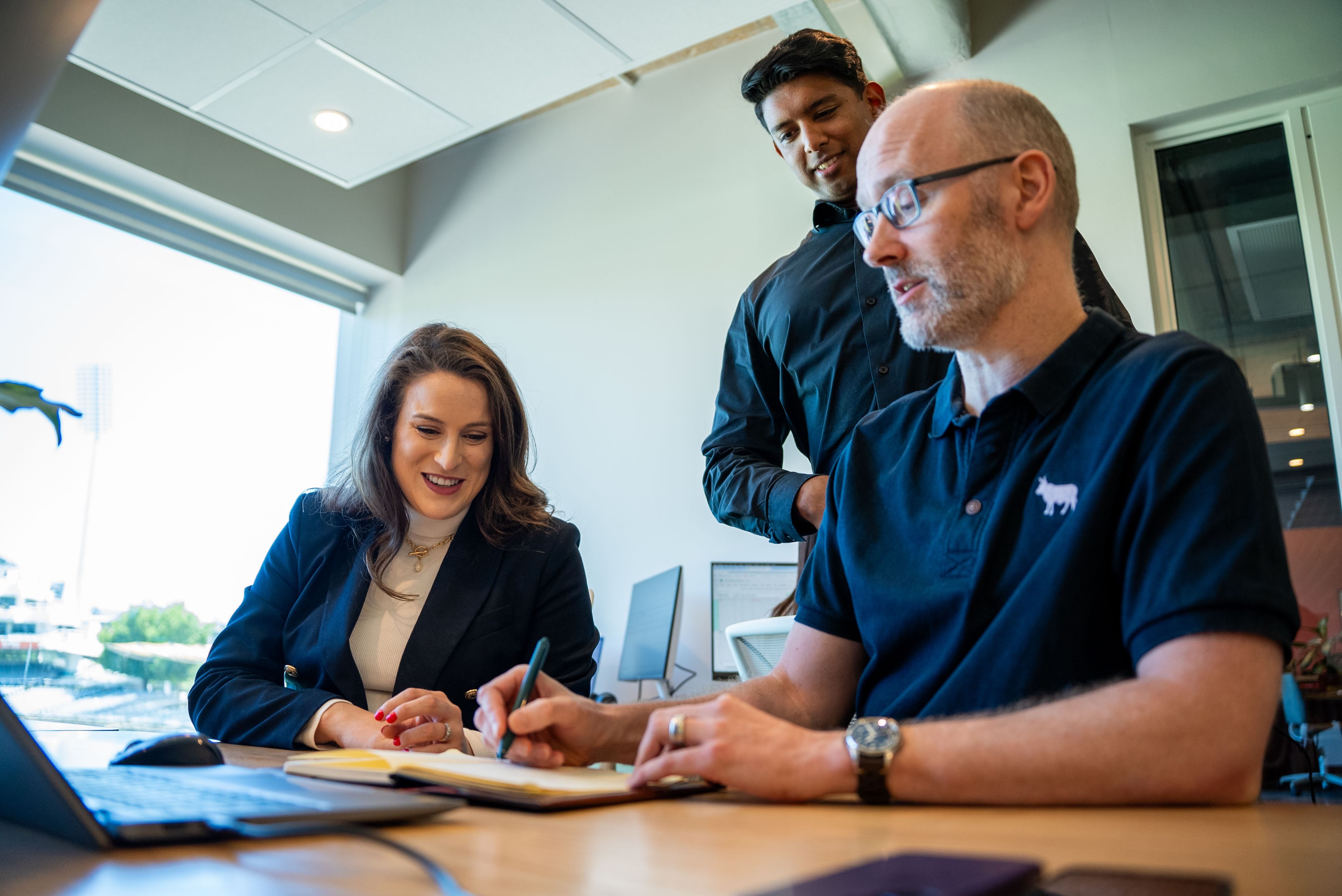 two black flat screen computer monitors