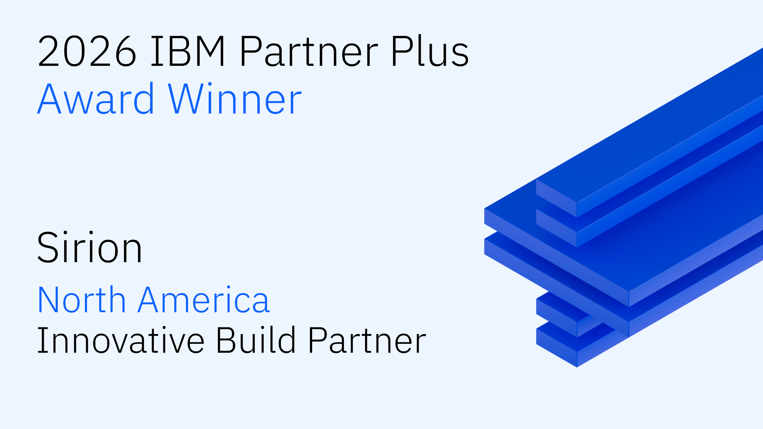 Sirion Wins 2026 IBM Partner Plus Award | Innovative Build Partner